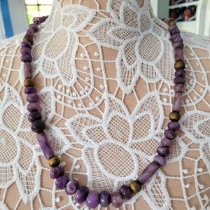Amethyst and Brass Necklace